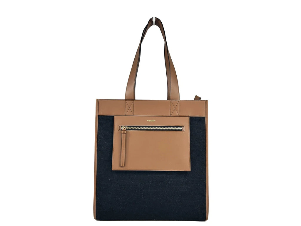 Small Canvas & Leather Pocket Tote Manzon