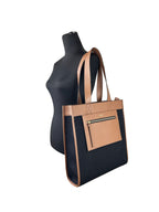 Small Canvas & Leather Pocket Tote Manzon