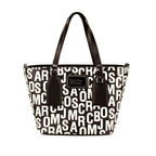 Small Black White Monogram Saffiano Leather Tote