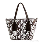 Small Black White Monogram Saffiano Leather Tote