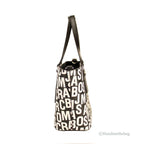 Small Black White Monogram Saffiano Leather Tote