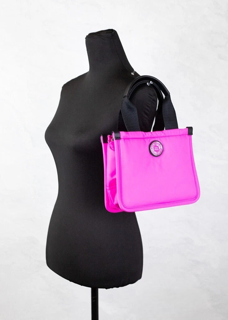 Small Neon Fuchsia Nylon Convertible Tote