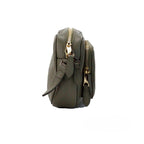 Small Branded Dark Fern Green Grainy Leather Camera Crossbody Bag