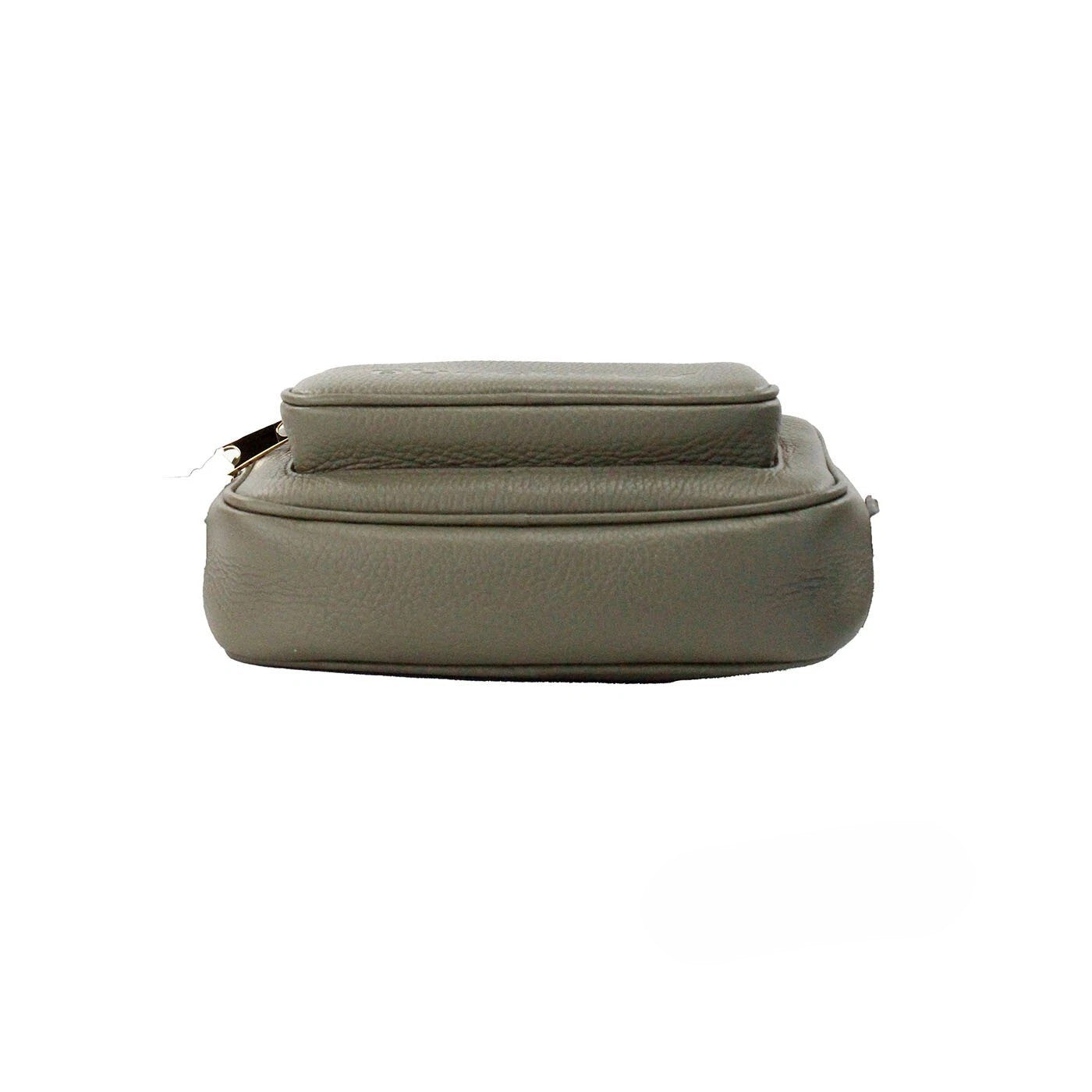 Small Branded Dark Fern Green Grainy Leather Camera Crossbody Bag