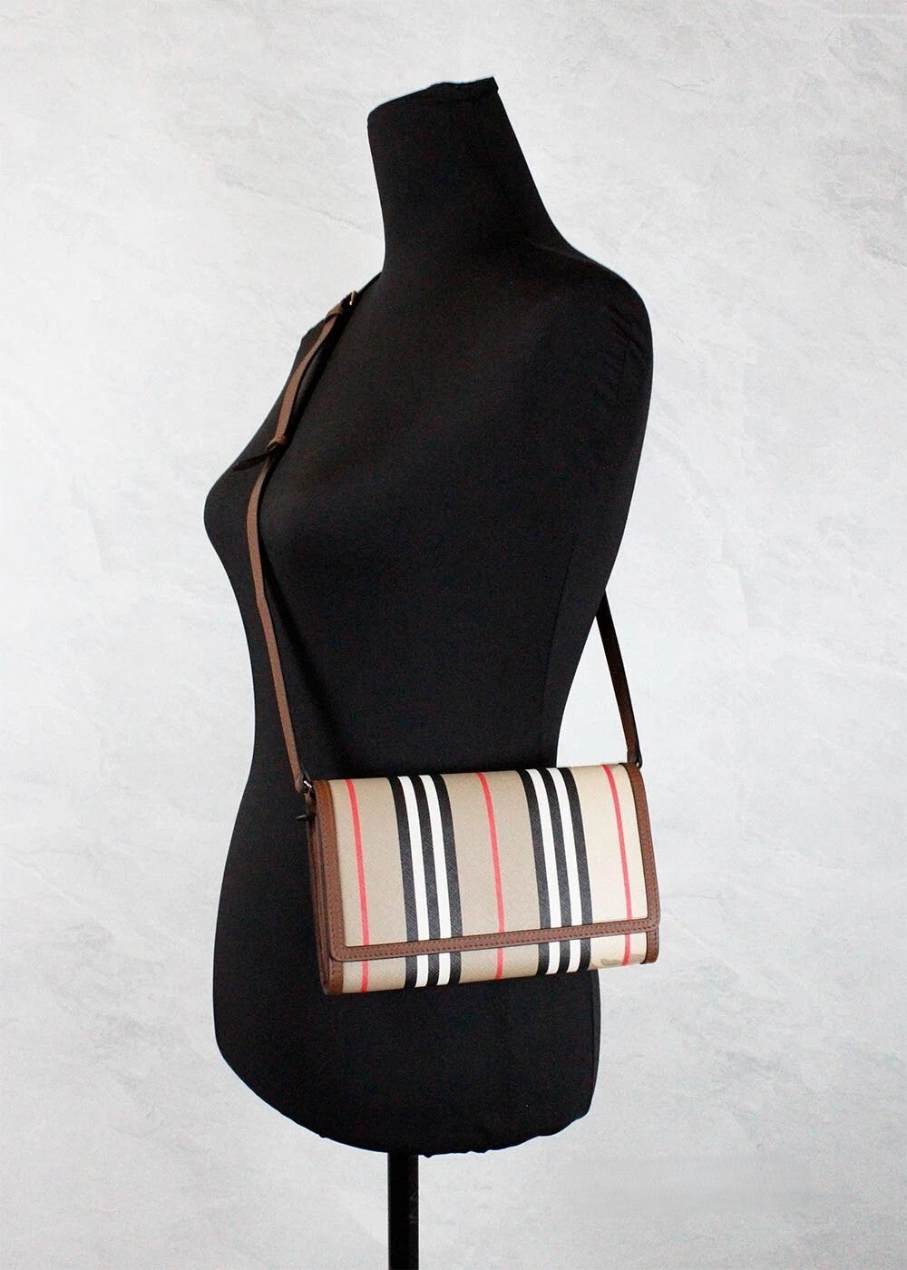 Hannah Icon Stripe Archive E-Canvas Leather Crossbody Bag