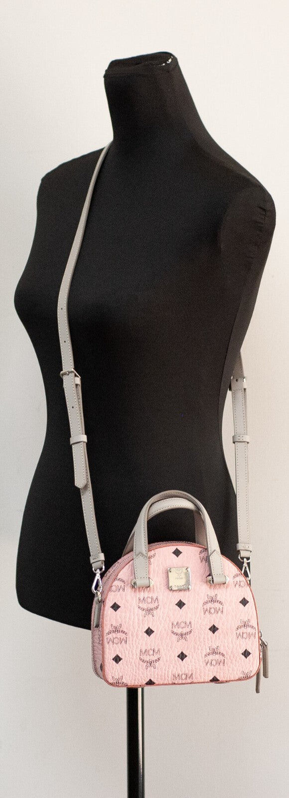 Mini Pebbled And Smooth Leather Half Moon Crossbody Bag