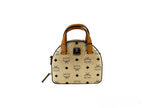 Pebbled Leather Half Moon Mini Round Top Tote