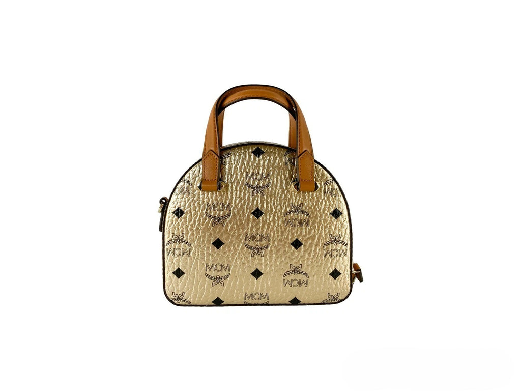 Pebbled Leather Half Moon Mini Round Top Tote