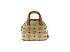 Pebbled Leather Half Moon Mini Round Top Tote