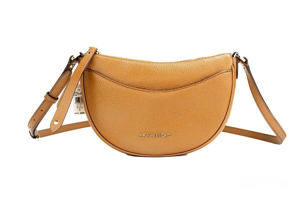 Small Luggage Pebbled Leather Half Moon Crossbody Bag