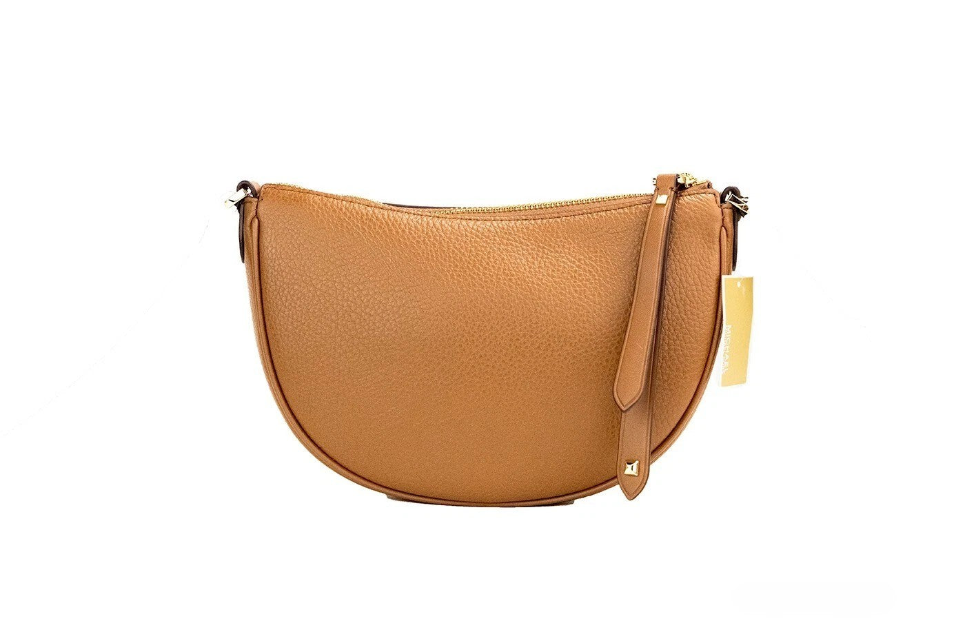 Small Luggage Pebbled Leather Half Moon Crossbody Bag