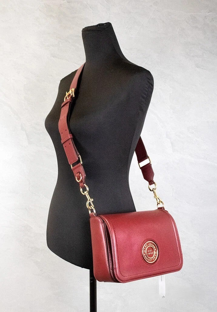 Medium Metal Signet Smooth Leather Flap Crossbody Bag