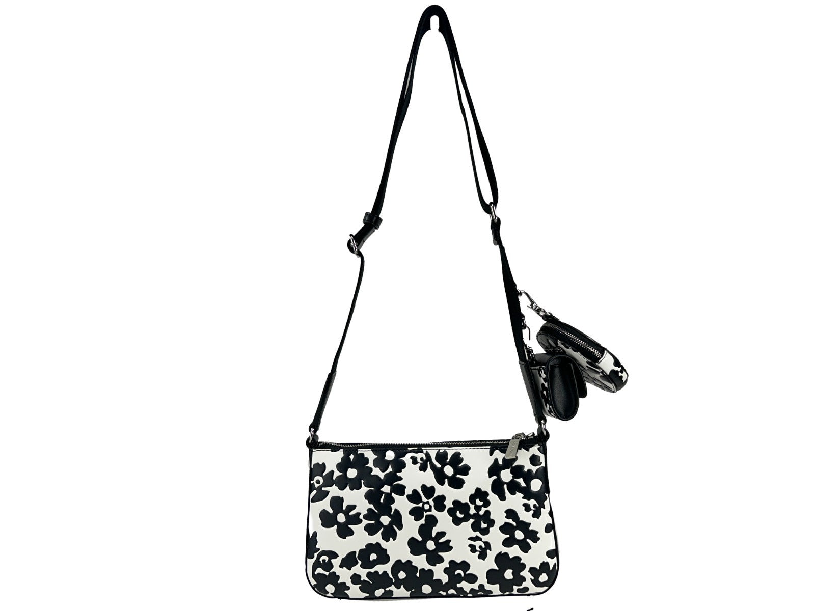 Black Leather Small Crossbody Tech Attachment Bag