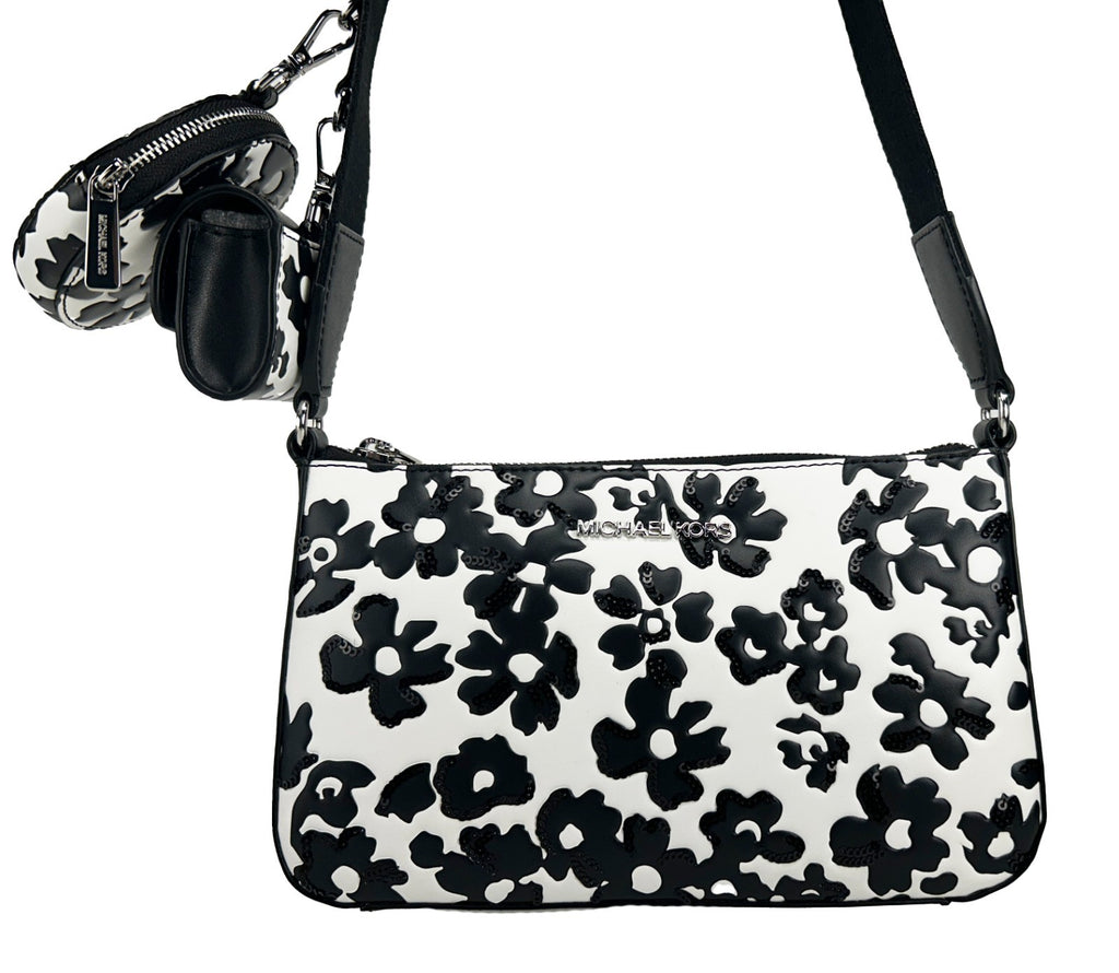 Black Leather Small Crossbody Tech Attachment Bag