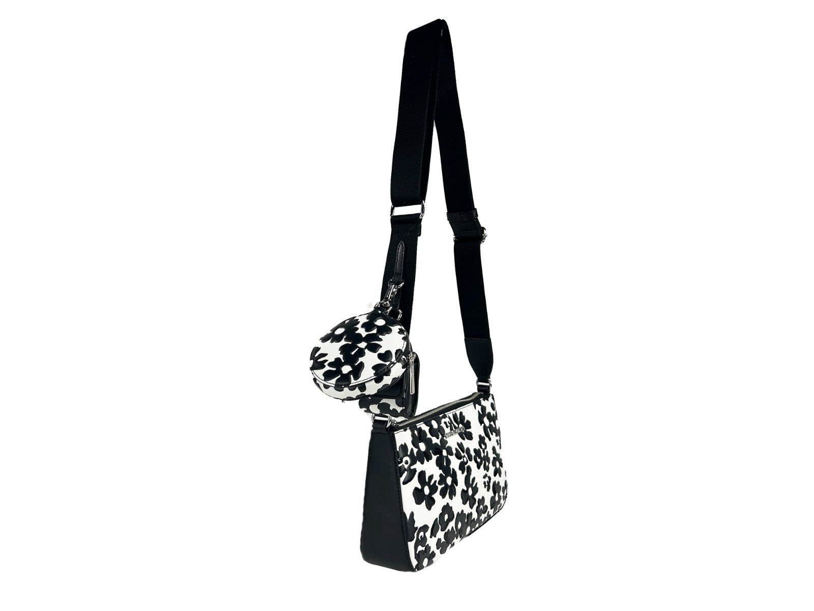 Black Leather Small Crossbody Tech Attachment Bag