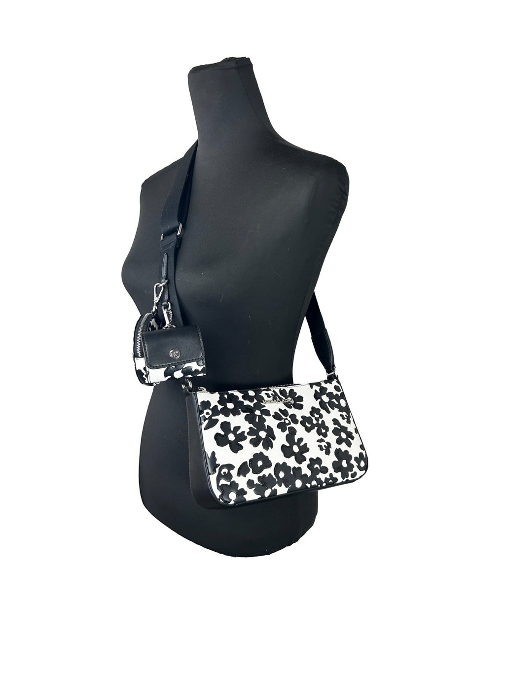 Black Leather Small Crossbody Tech Attachment Bag