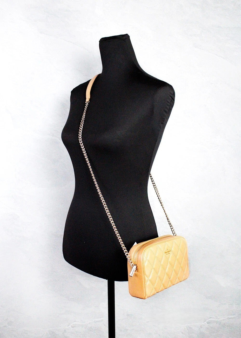Mini Tiramisu Quilted Smooth Leather Camera Crossbody Bag