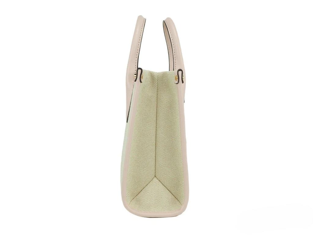 Small Powder Blush Canvas Shopper Crossbody Handbag