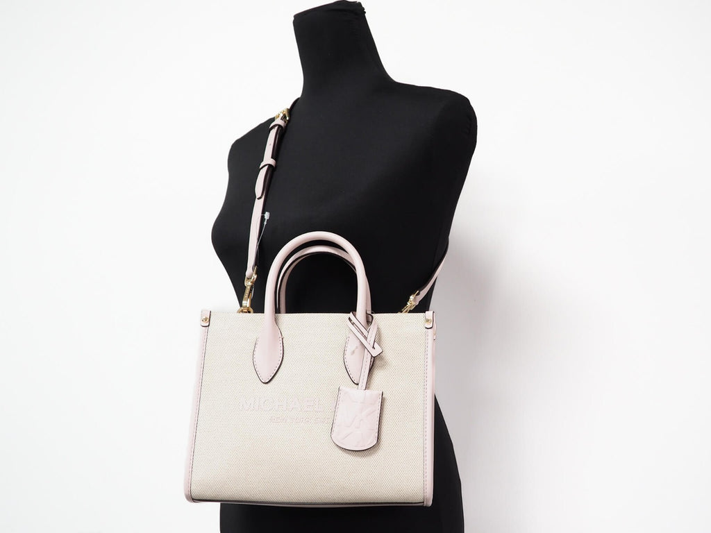 Small Powder Blush Canvas Shopper Crossbody Handbag