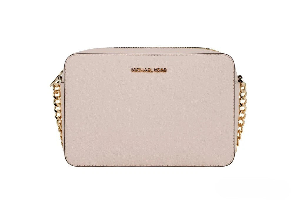 Blush Saffiano Leather Jet Set Crossbody Handbag