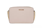 Blush Saffiano Leather Jet Set Crossbody Handbag