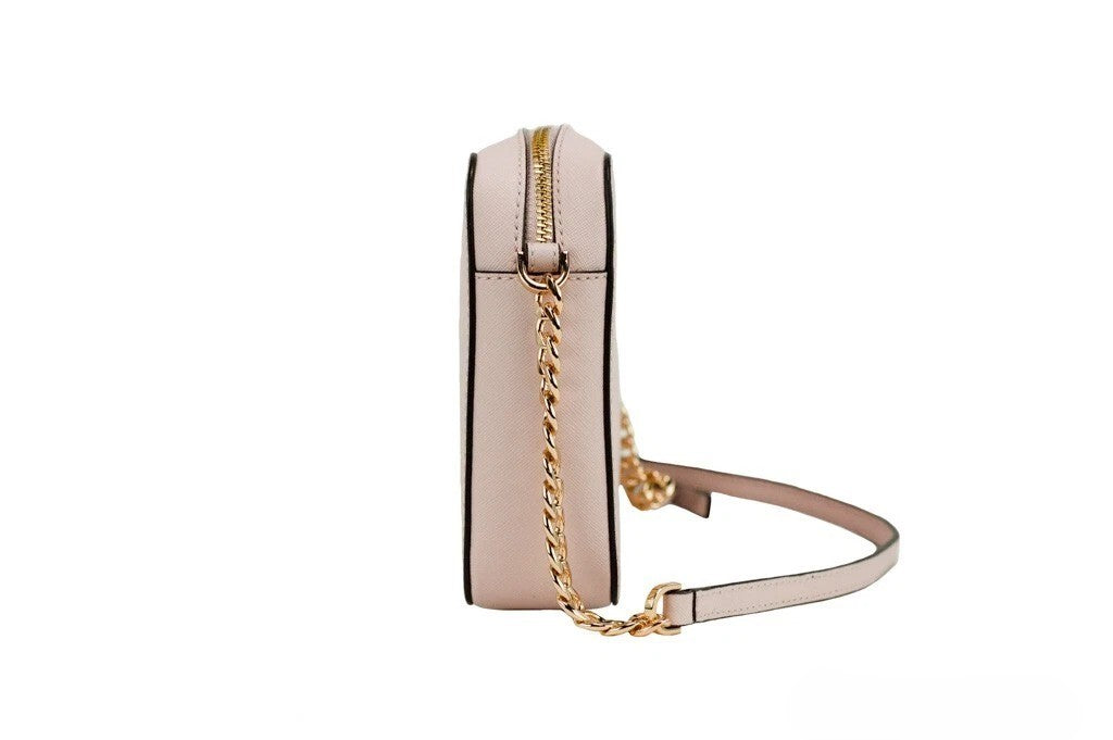 Blush Saffiano Leather Jet Set Crossbody Handbag