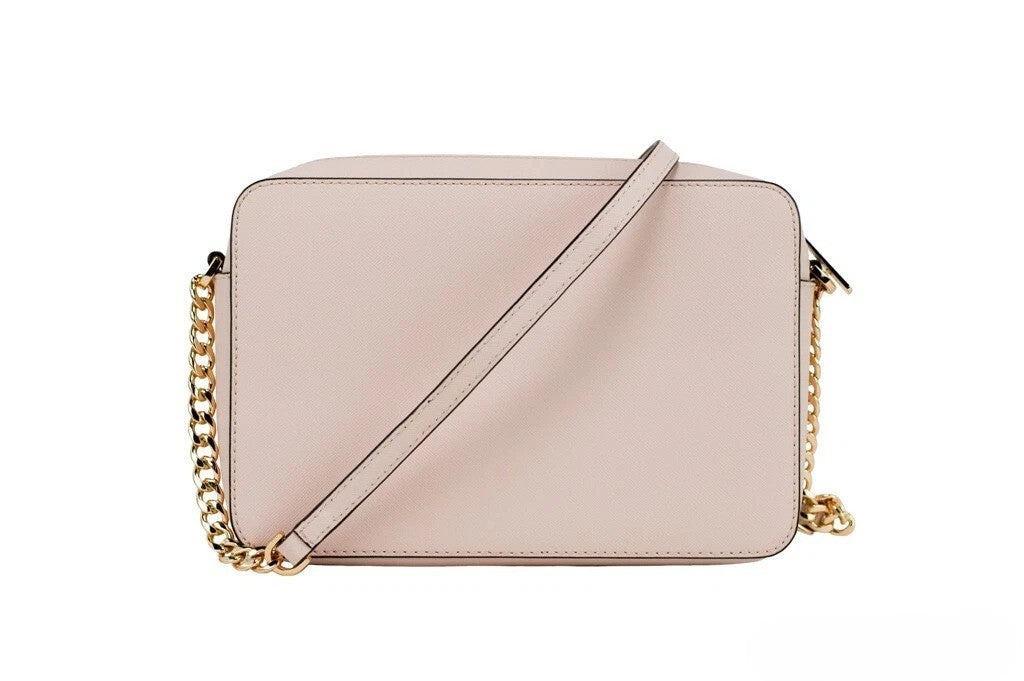 Blush Saffiano Leather Jet Set Crossbody Handbag