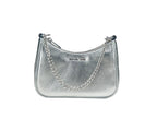 Small Metallic Smooth Leather Pouchette Crossbody Bag