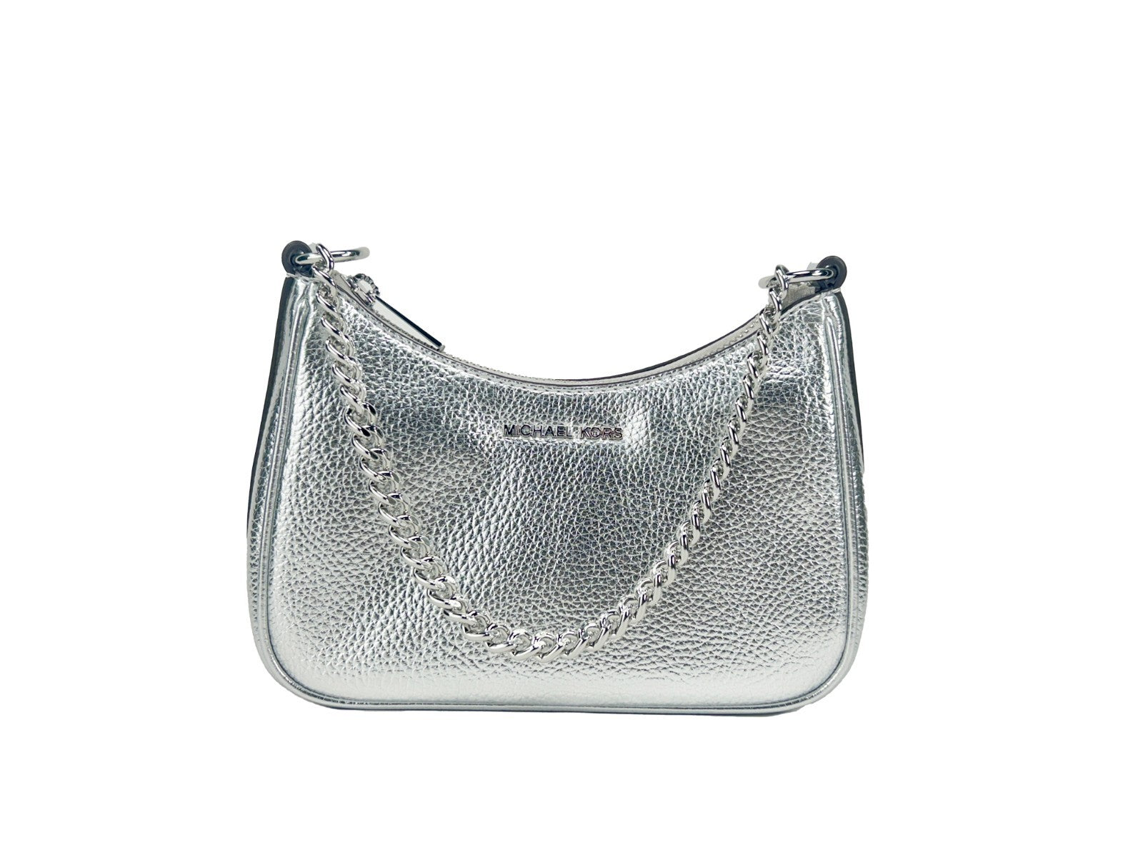 Small Metallic Smooth Leather Pouchette Crossbody Bag
