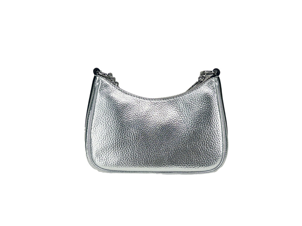 Small Metallic Smooth Leather Pouchette Crossbody Bag