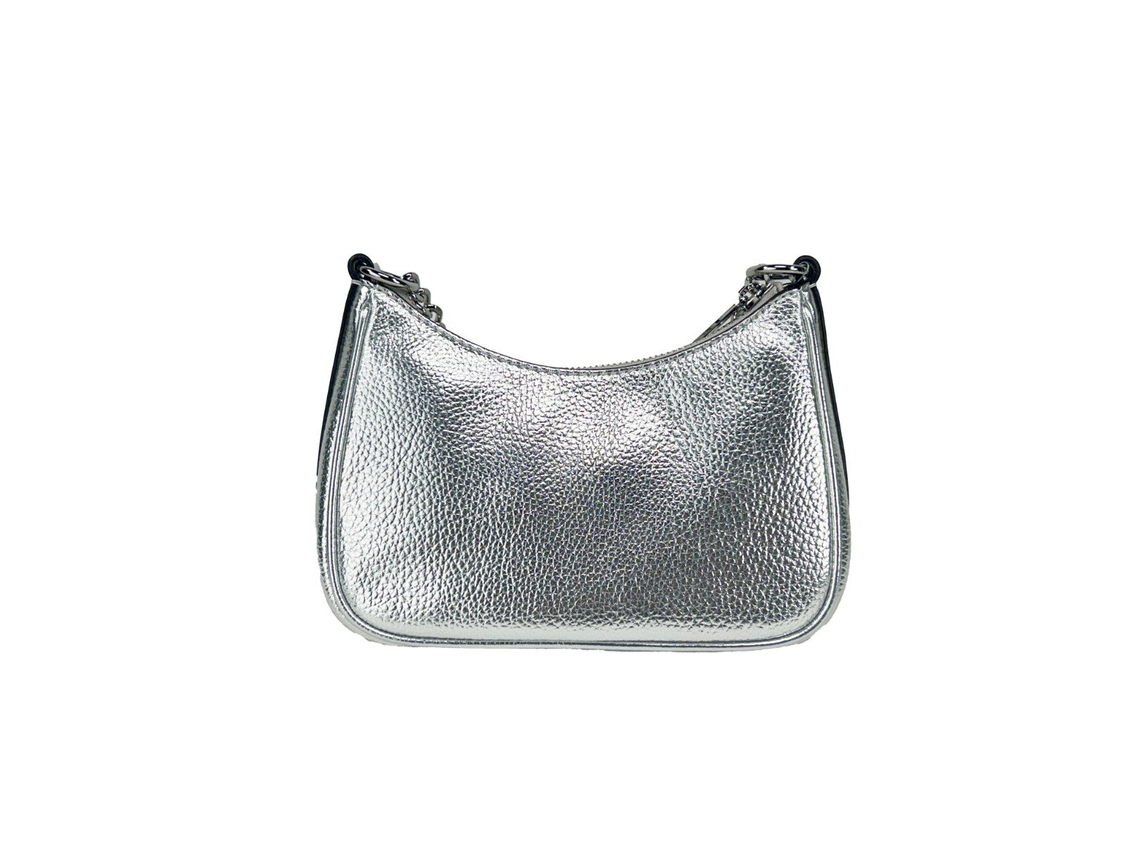 Small Metallic Smooth Leather Pouchette Crossbody Bag
