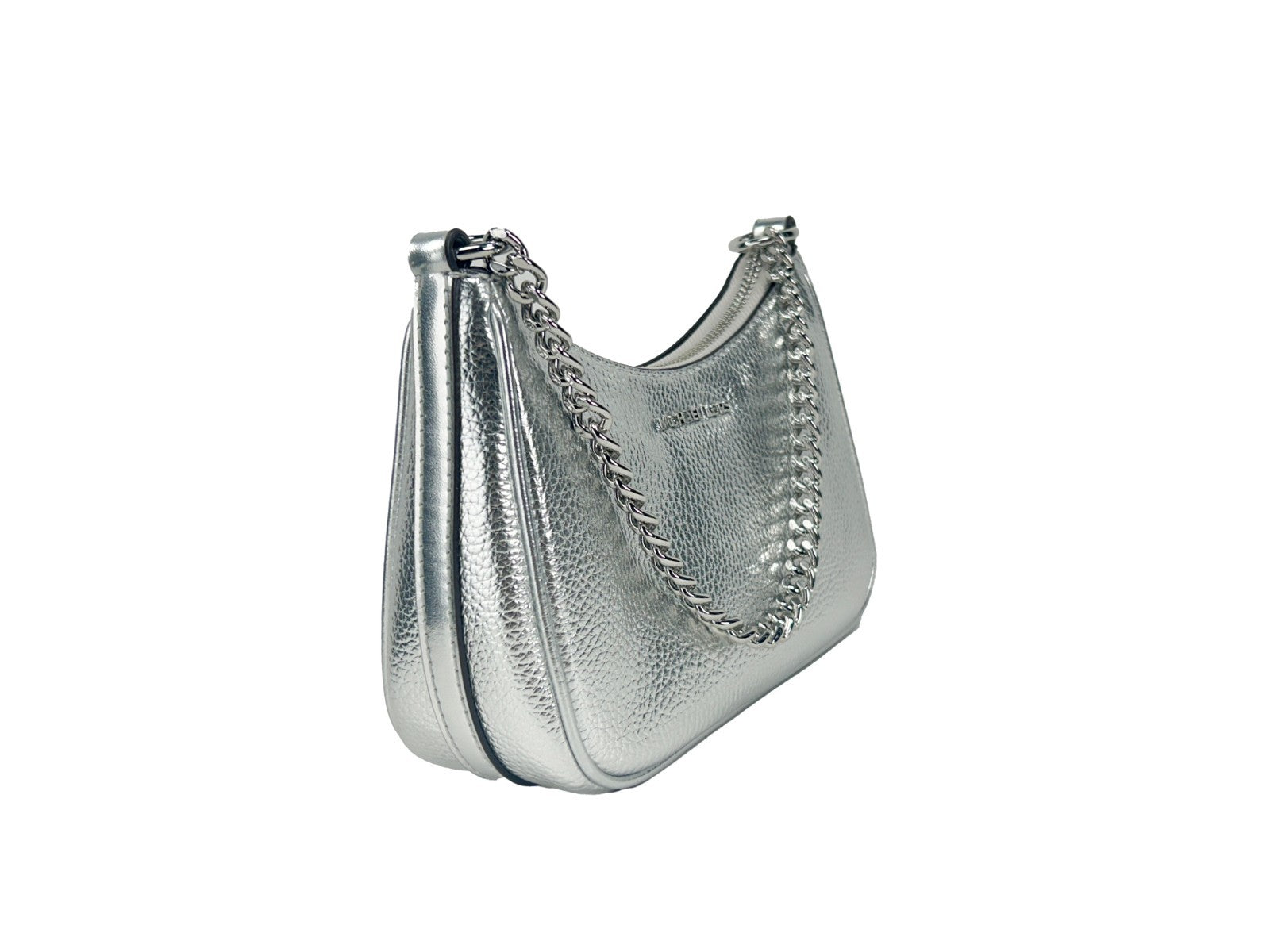 Small Metallic Smooth Leather Pouchette Crossbody Bag