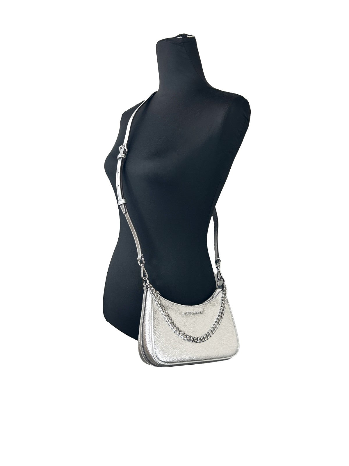 Small Metallic Smooth Leather Pouchette Crossbody Bag