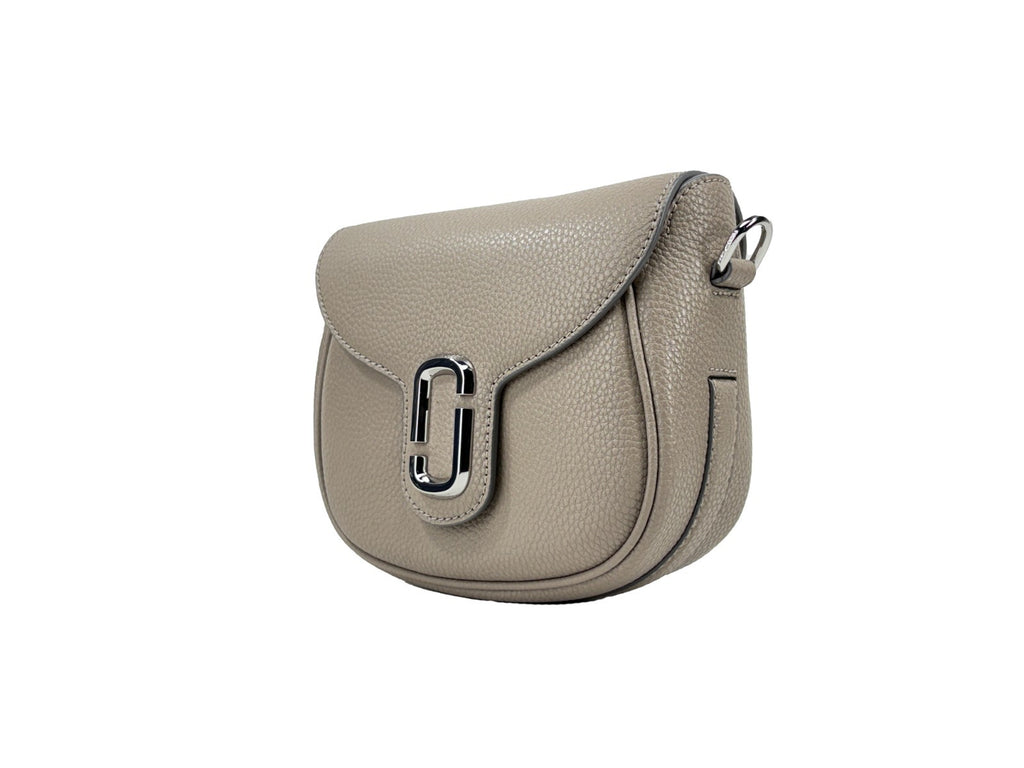 Beige Pebble Leather Saddle Crossbody Bag