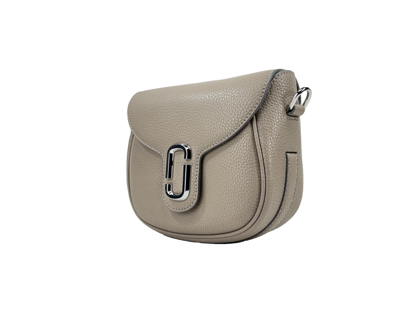 Beige Pebble Leather Saddle Crossbody Bag