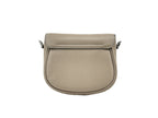 Beige Pebble Leather Saddle Crossbody Bag