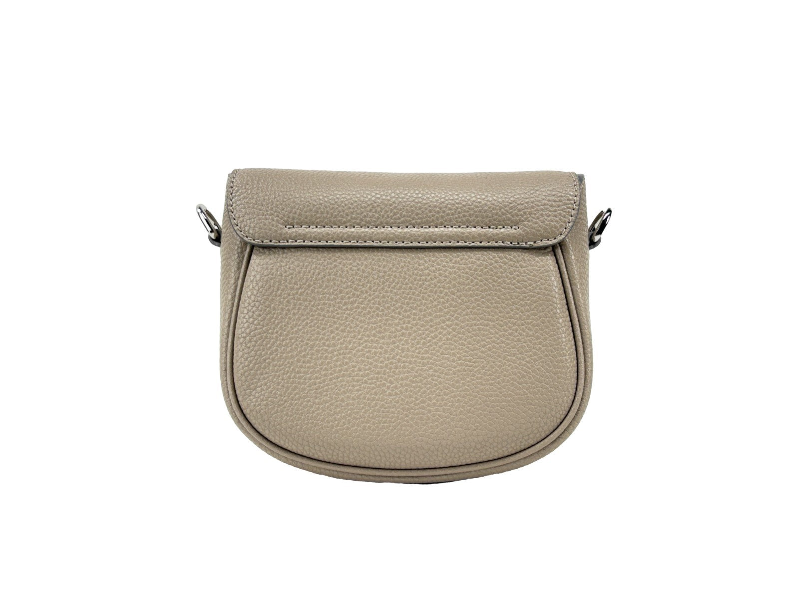 Beige Pebble Leather Saddle Crossbody Bag