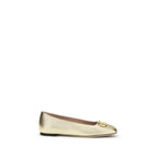 Vlogo Signature Gold Nappa Leather Ballet Flats