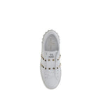 White Calfskin Rockstud Sneakers