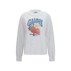 White Cotton Strawberry Print Sweatshirt