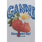 White Cotton Strawberry Print Sweatshirt