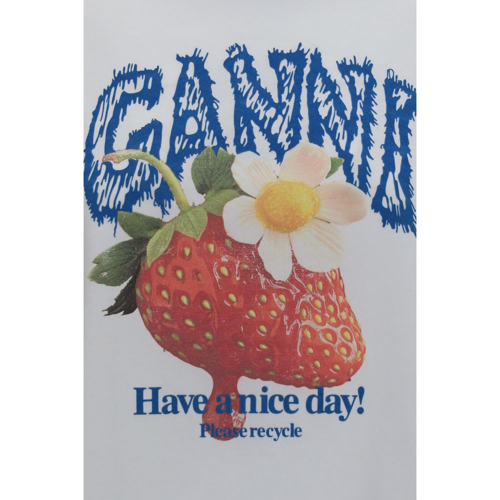 White Cotton Strawberry Print Sweatshirt