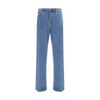 Blue Cotton Straight-Leg Jeans
