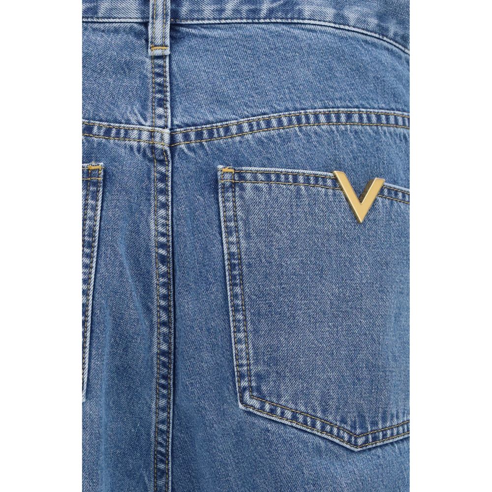 Blue Cotton Straight-Leg Jeans