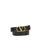Black Polished Calfskin VLogo Signature Belt