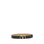 Black Polished Calfskin VLogo Signature Belt
