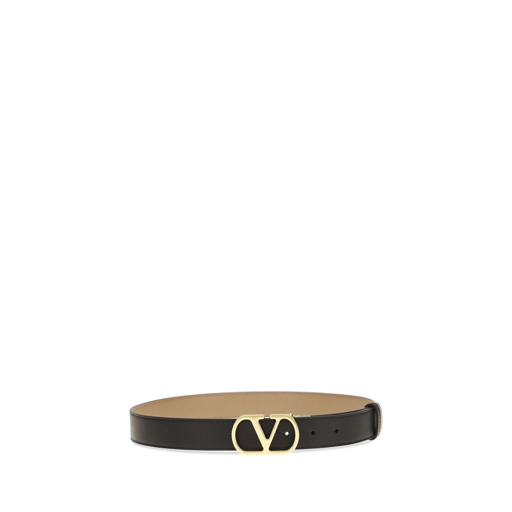 Black Polished Calfskin VLogo Signature Belt