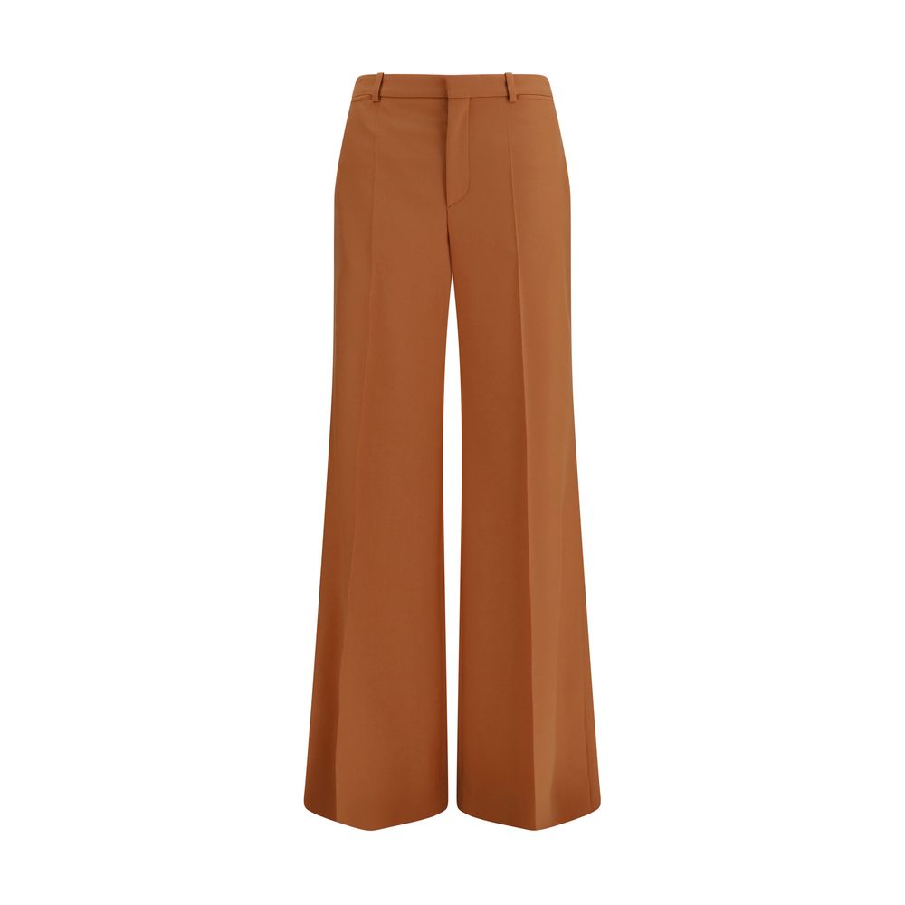 High-Waisted Flared Cotton Pants