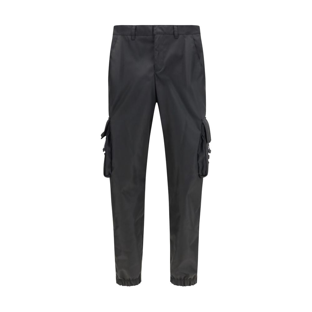 Black Polyamide Slim Cargo Pants