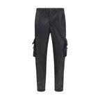 Black Polyamide Slim Cargo Pants